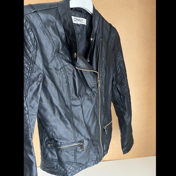 ONLY Faux Leather Jacket With Gold Zippers - Picture 1 of 8